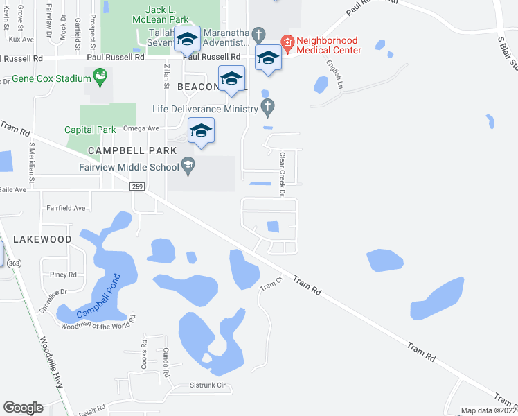 map of restaurants, bars, coffee shops, grocery stores, and more near 774 Brooke Manor Drive in Tallahassee