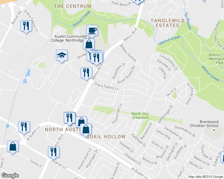 map of restaurants, bars, coffee shops, grocery stores, and more near 1812 Gracy Farms Lane in Austin