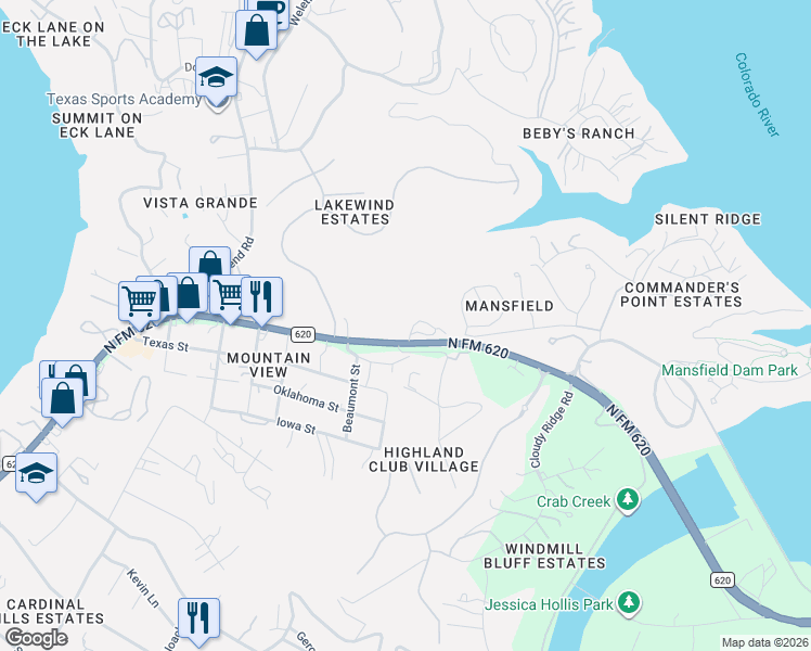 map of restaurants, bars, coffee shops, grocery stores, and more near 4000 Ranch Road 620 North in Austin