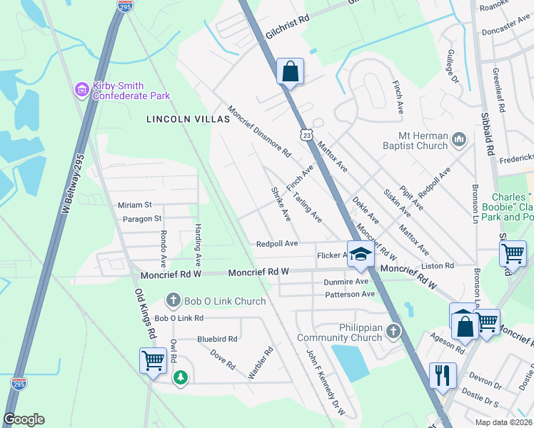 map of restaurants, bars, coffee shops, grocery stores, and more near 7977 Waxwing Avenue in Jacksonville
