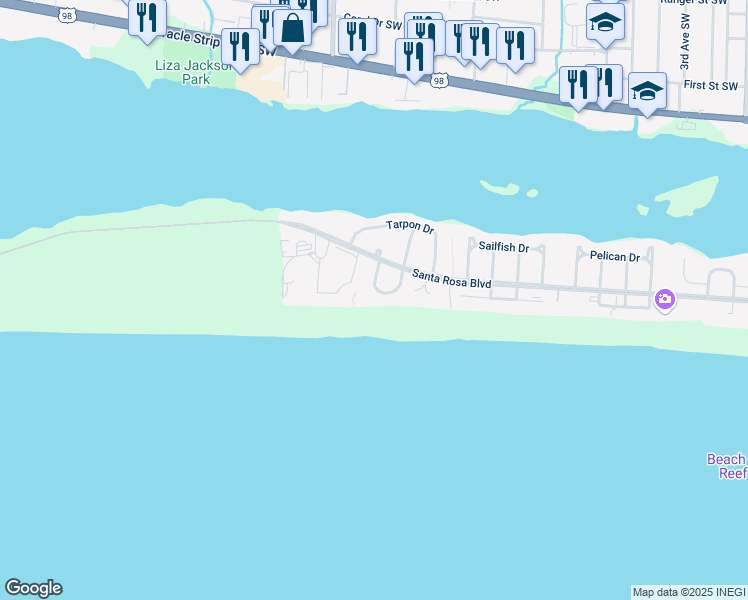 map of restaurants, bars, coffee shops, grocery stores, and more near 874 Venus Court in Fort Walton Beach