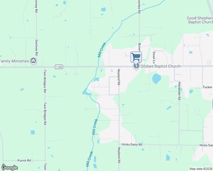 map of restaurants, bars, coffee shops, grocery stores, and more near 7207 Glenn Drive in Silsbee