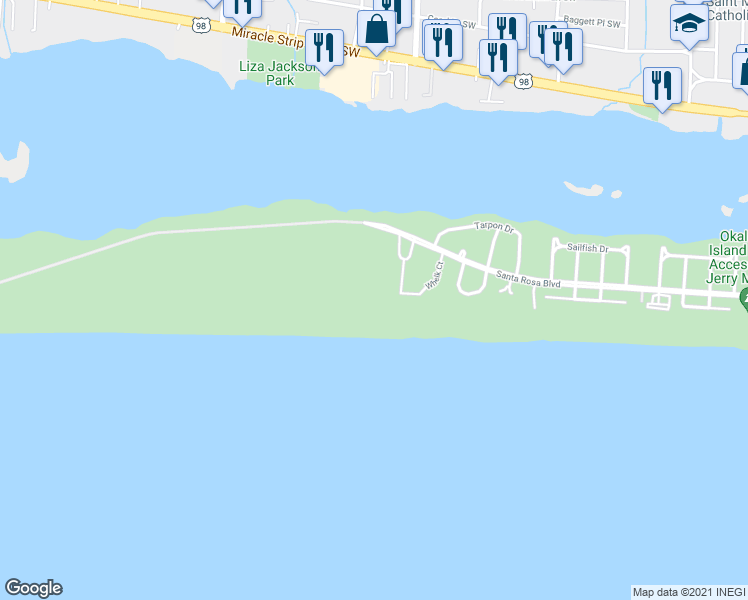 map of restaurants, bars, coffee shops, grocery stores, and more near 929-933 Whelk Ct in Okaloosa