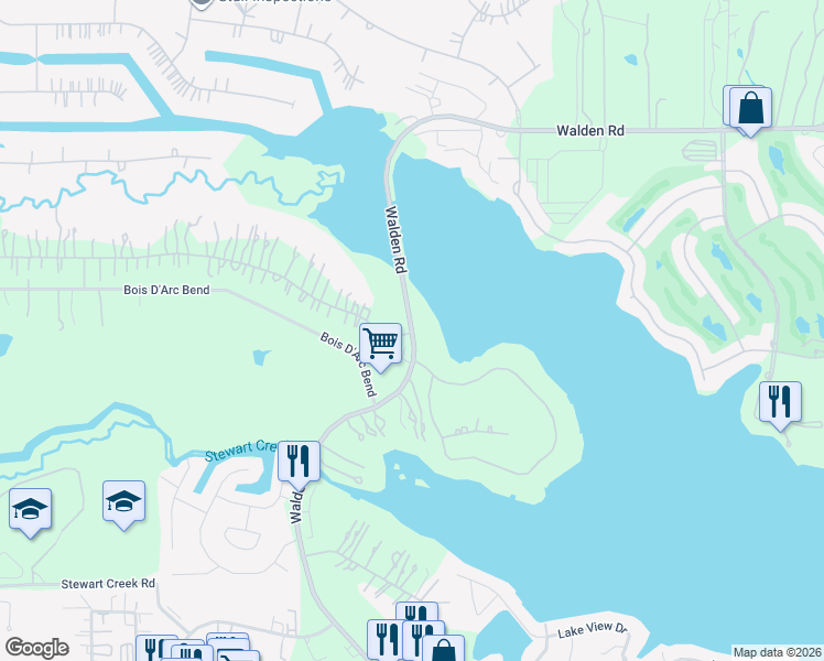 map of restaurants, bars, coffee shops, grocery stores, and more near 14351 Walden Road in Montgomery
