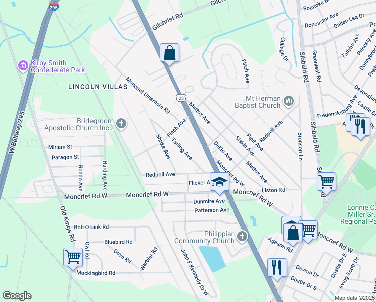 map of restaurants, bars, coffee shops, grocery stores, and more near 8023 Tarling Avenue in Jacksonville
