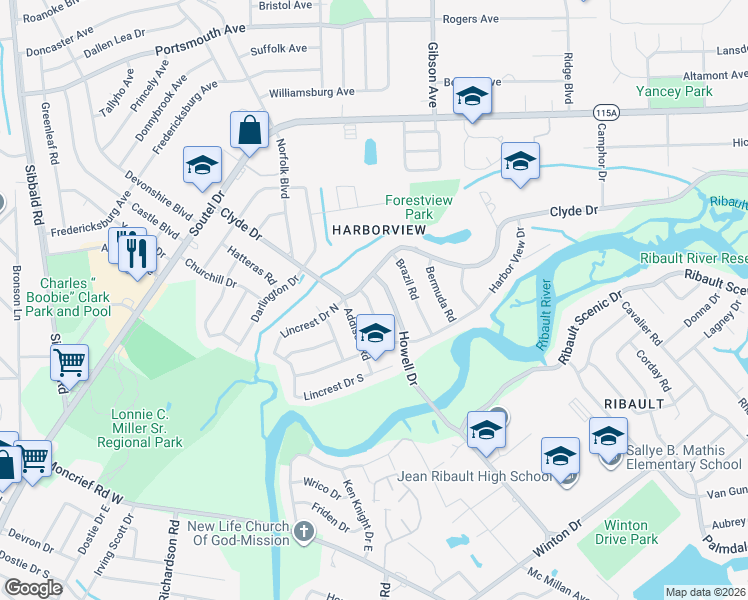 map of restaurants, bars, coffee shops, grocery stores, and more near 8604 Howell Drive in Jacksonville