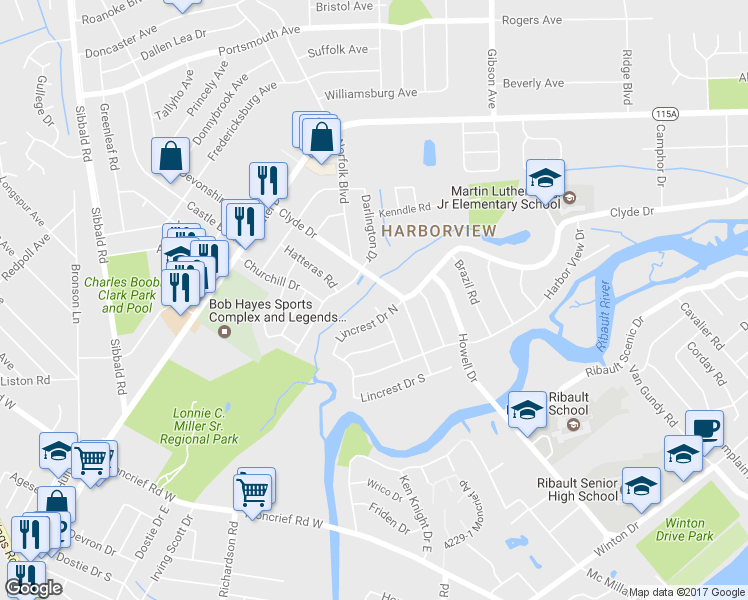 map of restaurants, bars, coffee shops, grocery stores, and more near 8571 Laurens Road in Jacksonville