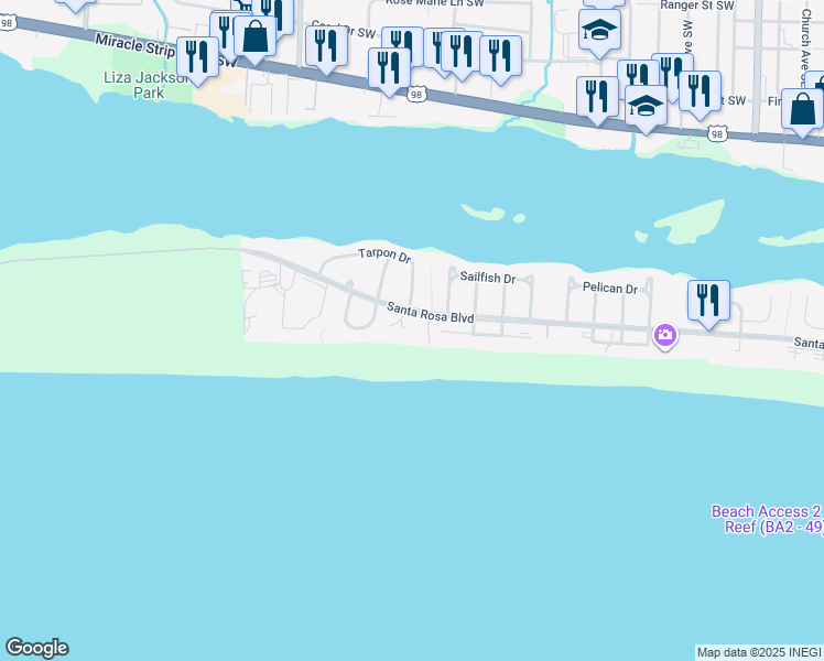 map of restaurants, bars, coffee shops, grocery stores, and more near 856 Scallop Court in Fort Walton Beach