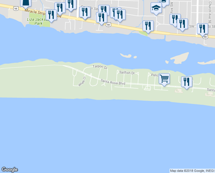 map of restaurants, bars, coffee shops, grocery stores, and more near 856 Scallop Court in Fort Walton Beach