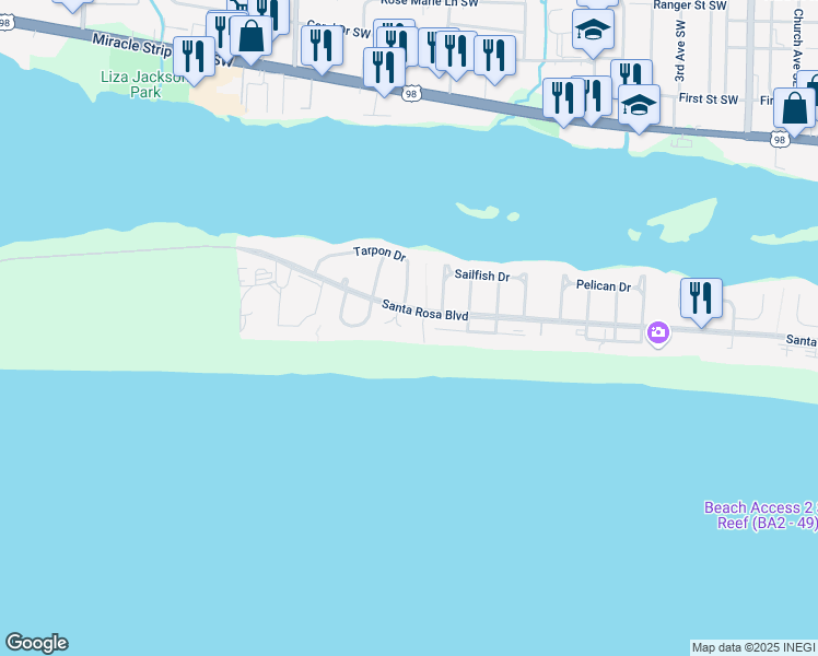 map of restaurants, bars, coffee shops, grocery stores, and more near 856 Scallop Court in Fort Walton Beach
