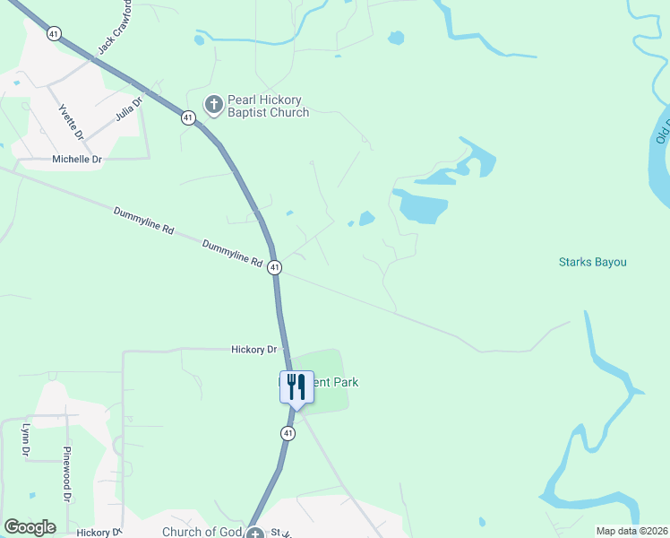 map of restaurants, bars, coffee shops, grocery stores, and more near 66420 Bruce Road in Pearl River