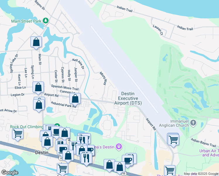 map of restaurants, bars, coffee shops, grocery stores, and more near 20 Court Drive in Destin