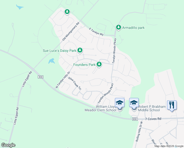 map of restaurants, bars, coffee shops, grocery stores, and more near 109 Teralyn Grove Loop in Willis