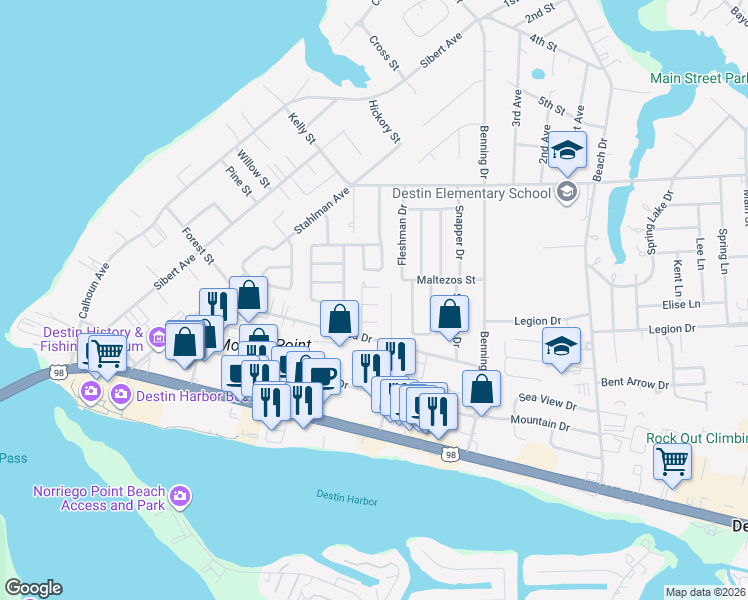map of restaurants, bars, coffee shops, grocery stores, and more near 12 Rue D Etretat in Destin