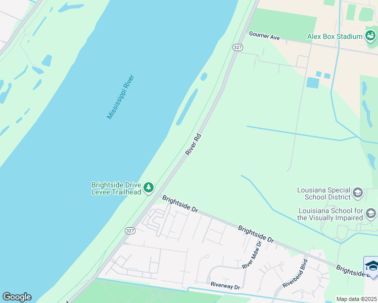 map of restaurants, bars, coffee shops, grocery stores, and more near River Road in Baton Rouge