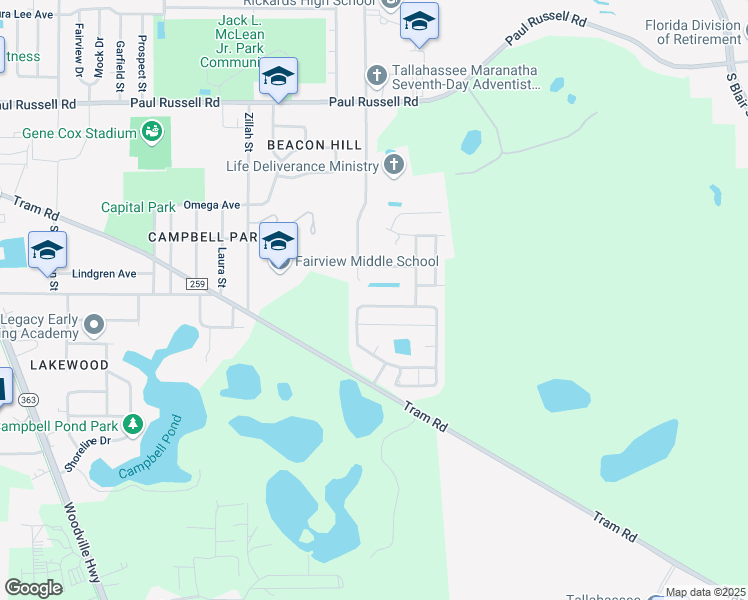 map of restaurants, bars, coffee shops, grocery stores, and more near 480 Brooke Hampton Drive in Tallahassee