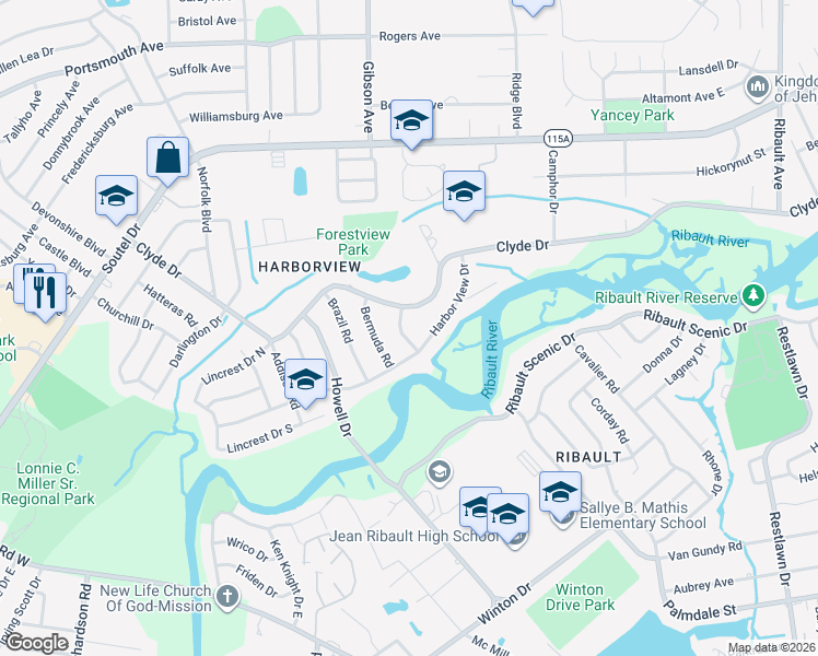 map of restaurants, bars, coffee shops, grocery stores, and more near 8525 Bermuda Road in Jacksonville