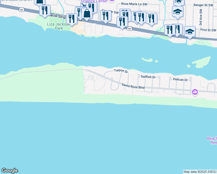 map of restaurants, bars, coffee shops, grocery stores, and more near 874 Venus Court in Fort Walton Beach