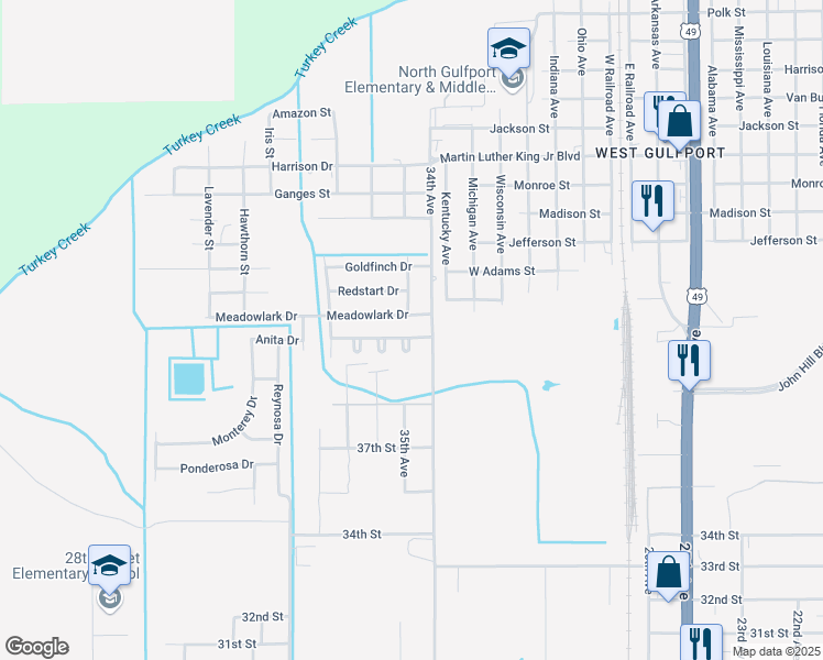 map of restaurants, bars, coffee shops, grocery stores, and more near in Gulfport