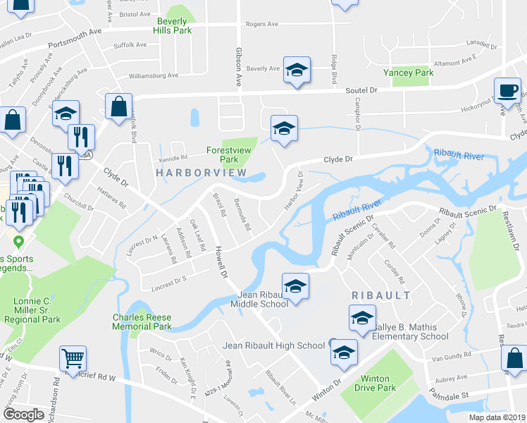 map of restaurants, bars, coffee shops, grocery stores, and more near 8603 Nassau Road in Jacksonville