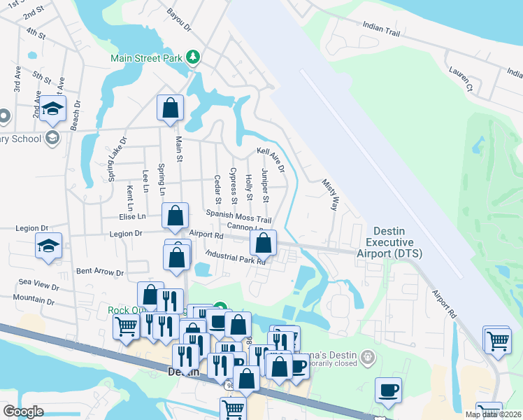 map of restaurants, bars, coffee shops, grocery stores, and more near 301 Holly Street in Destin
