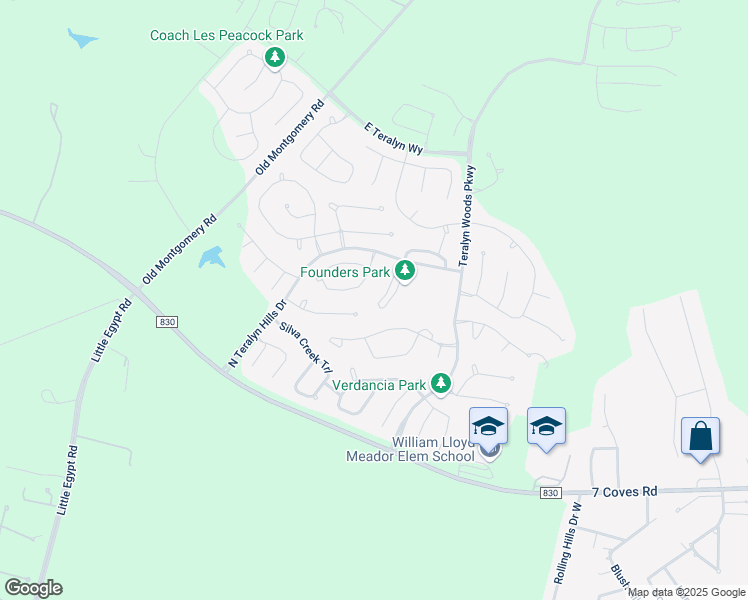 map of restaurants, bars, coffee shops, grocery stores, and more near 109 Teralyn Grove Loop in Willis