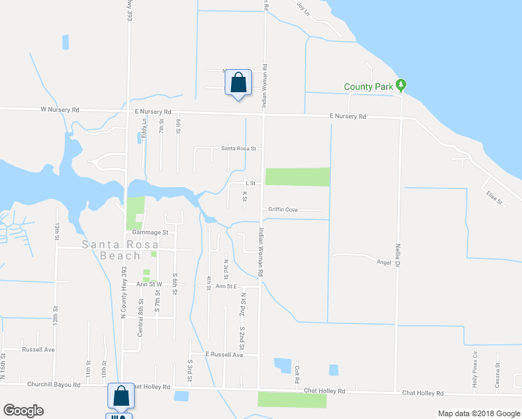 map of restaurants, bars, coffee shops, grocery stores, and more near 911 Indian Woman Road in Santa Rosa Beach