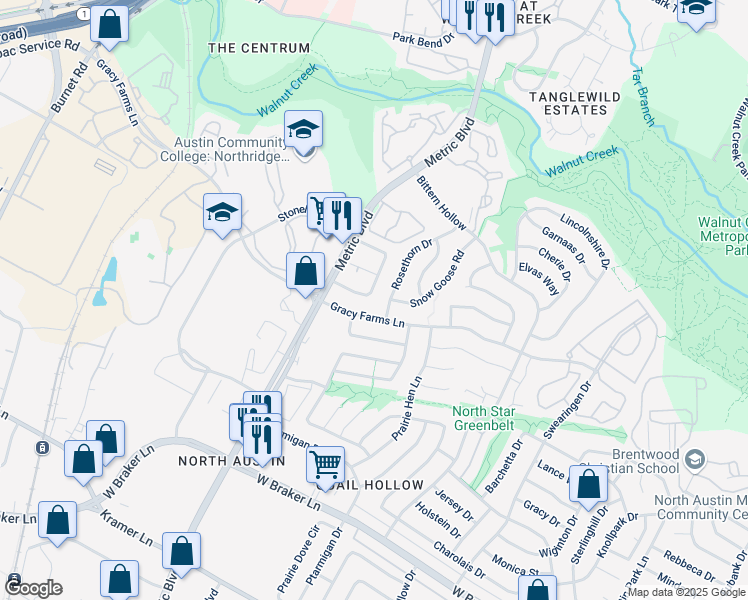 map of restaurants, bars, coffee shops, grocery stores, and more near 1901 Albury Cove in Austin