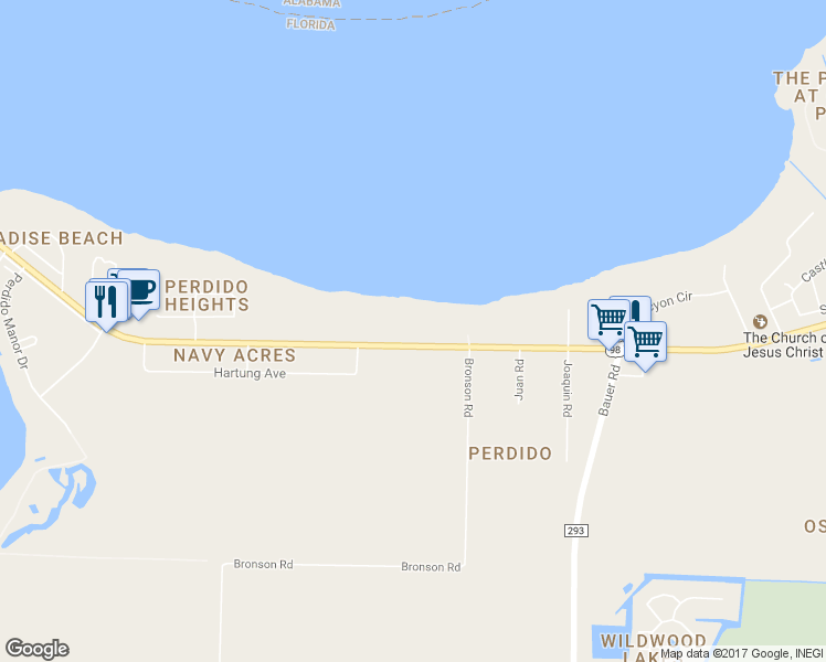 map of restaurants, bars, coffee shops, grocery stores, and more near 12660 Lillian Highway in Pensacola