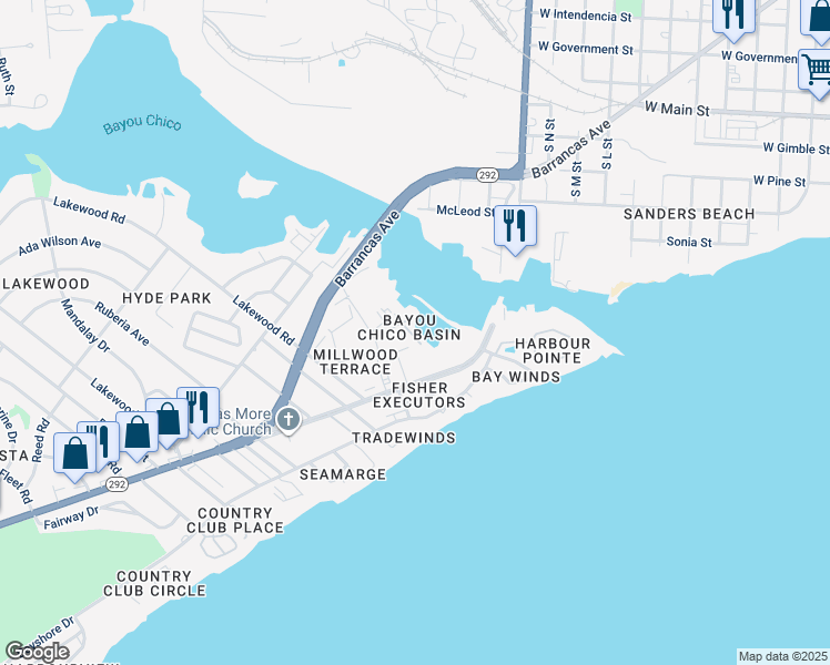 map of restaurants, bars, coffee shops, grocery stores, and more near 1280 Mahogany Mill Road in Pensacola