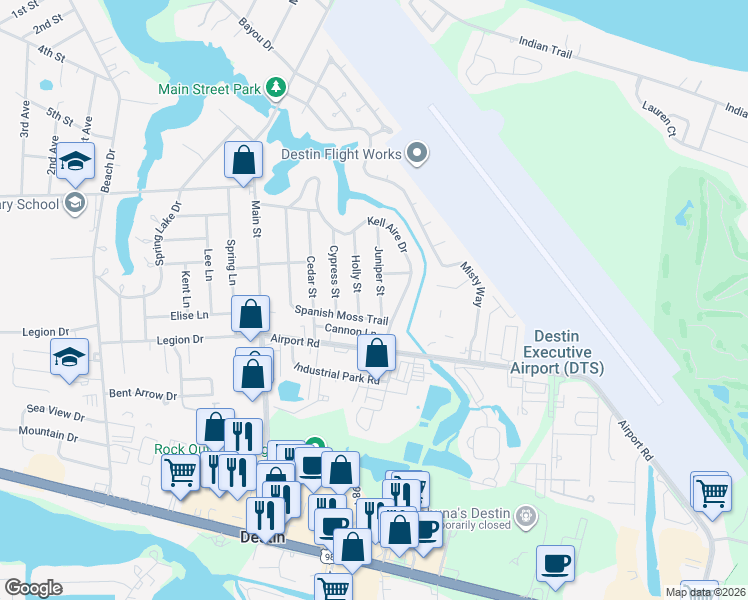 map of restaurants, bars, coffee shops, grocery stores, and more near 310 Holly Street in Destin