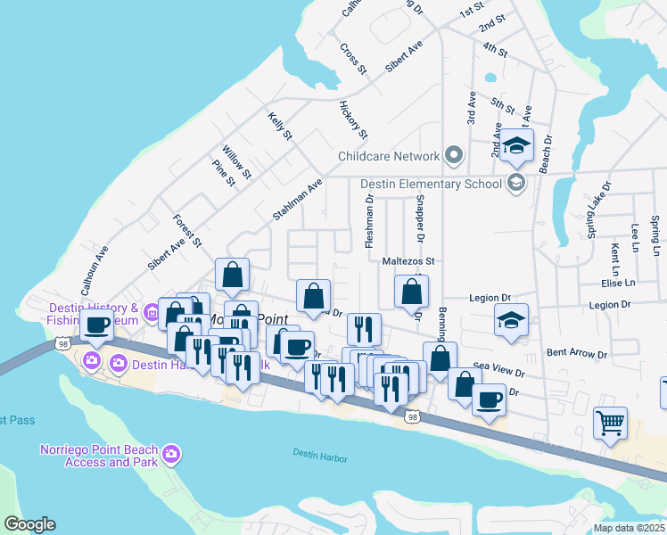 map of restaurants, bars, coffee shops, grocery stores, and more near 3 Rue Detretat in Destin