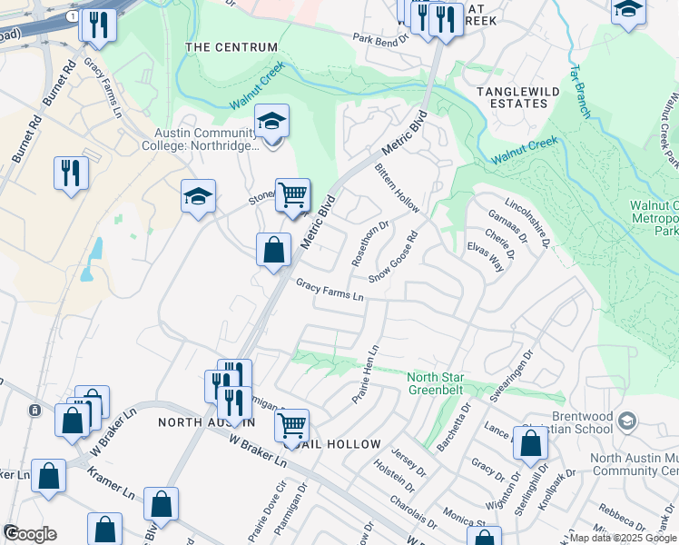 map of restaurants, bars, coffee shops, grocery stores, and more near 1901 Albury Cove in Austin