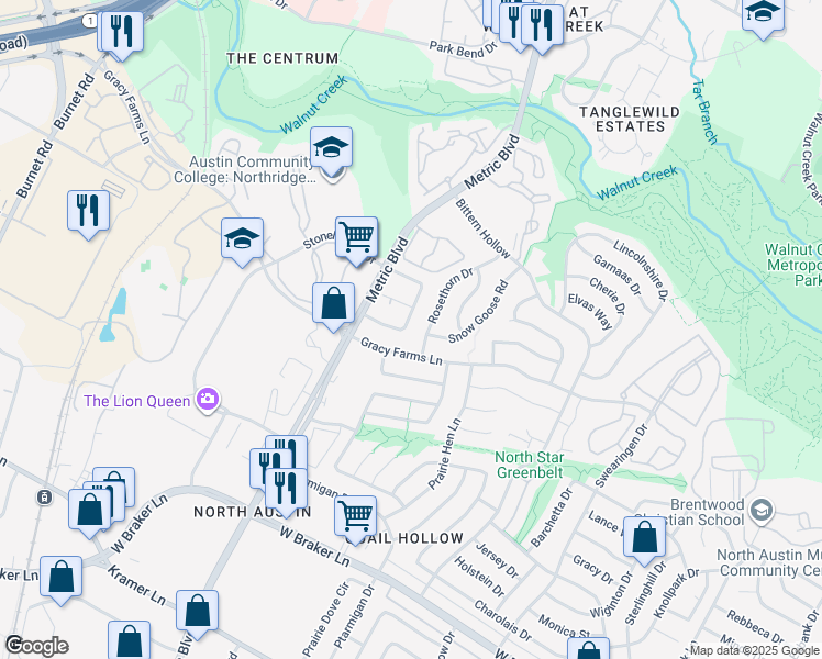 map of restaurants, bars, coffee shops, grocery stores, and more near 1901 Albury Cove in Austin
