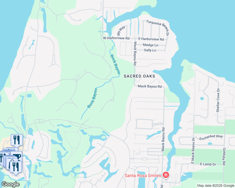 map of restaurants, bars, coffee shops, grocery stores, and more near 3522 Burnt Pine Lane in Miramar Beach