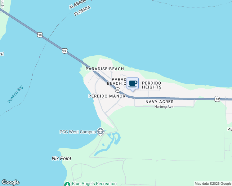 map of restaurants, bars, coffee shops, grocery stores, and more near 13161 Lillian Highway in Pensacola