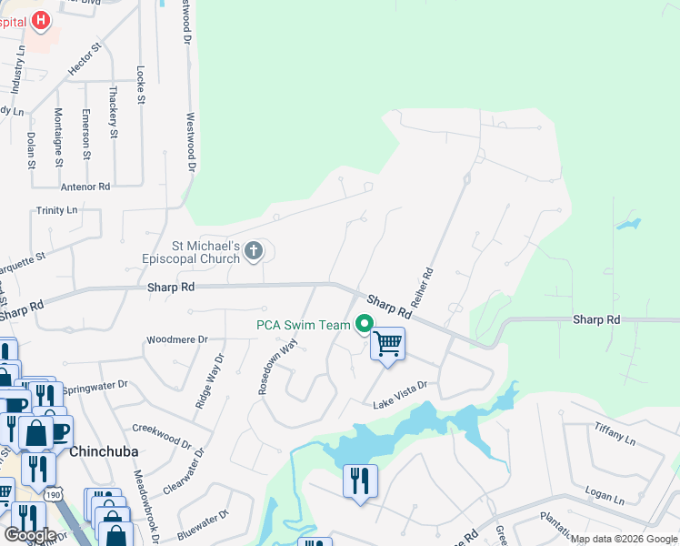 map of restaurants, bars, coffee shops, grocery stores, and more near 61 Victoria Lane in Mandeville