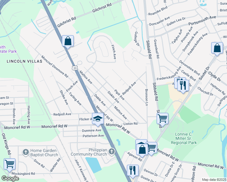 map of restaurants, bars, coffee shops, grocery stores, and more near 7960 Pipit Avenue in Jacksonville