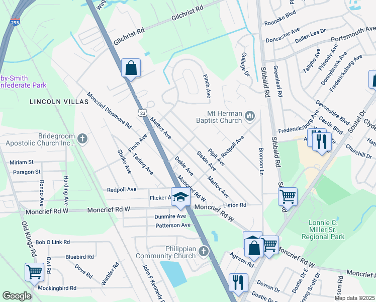 map of restaurants, bars, coffee shops, grocery stores, and more near 8005 Mattox Avenue in Jacksonville