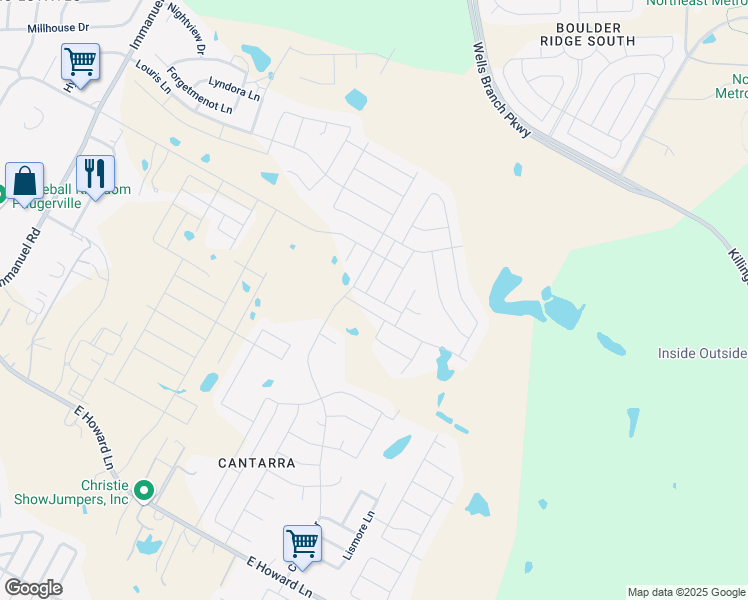 map of restaurants, bars, coffee shops, grocery stores, and more near 3311 Brywood Drive in Pflugerville