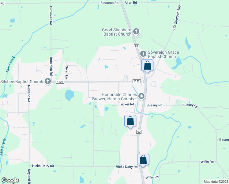map of restaurants, bars, coffee shops, grocery stores, and more near 2617 Tucker Road in Silsbee