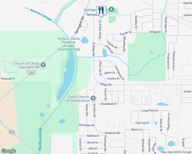 map of restaurants, bars, coffee shops, grocery stores, and more near 3424 Blue Jay Drive in Tallahassee