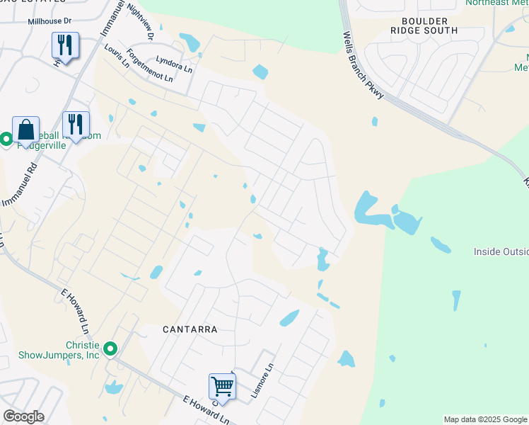 map of restaurants, bars, coffee shops, grocery stores, and more near 3311 Brywood Drive in Pflugerville