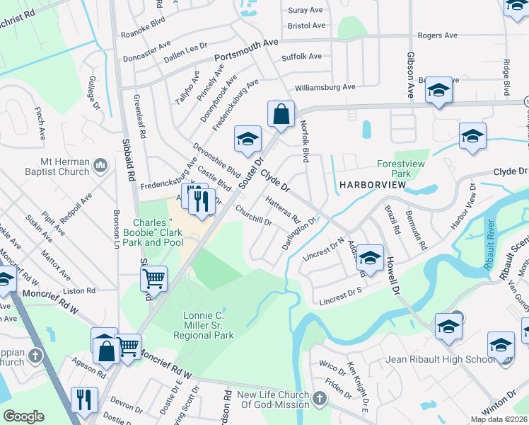 map of restaurants, bars, coffee shops, grocery stores, and more near 8712 Samona Drive West in Jacksonville