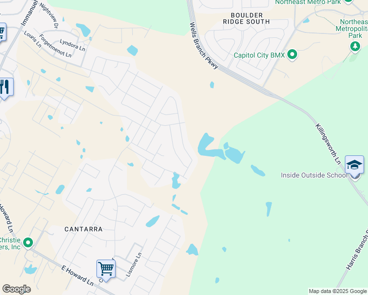 map of restaurants, bars, coffee shops, grocery stores, and more near Macquarie Drive in Pflugerville