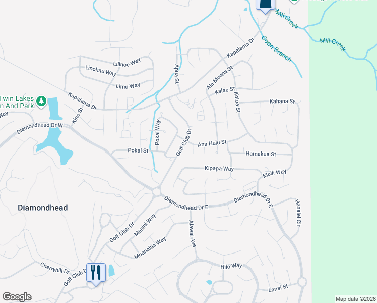 map of restaurants, bars, coffee shops, grocery stores, and more near 98168 Golf Club Drive in Diamondhead