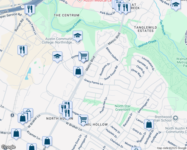 map of restaurants, bars, coffee shops, grocery stores, and more near 1901 Albury Cove in Austin