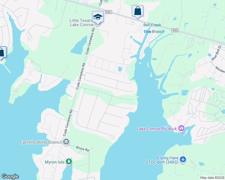 map of restaurants, bars, coffee shops, grocery stores, and more near 10769 South Lake Mist Lane in Willis