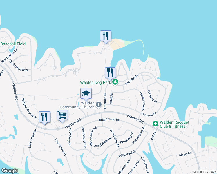 map of restaurants, bars, coffee shops, grocery stores, and more near 3619 Emerson Drive in Montgomery