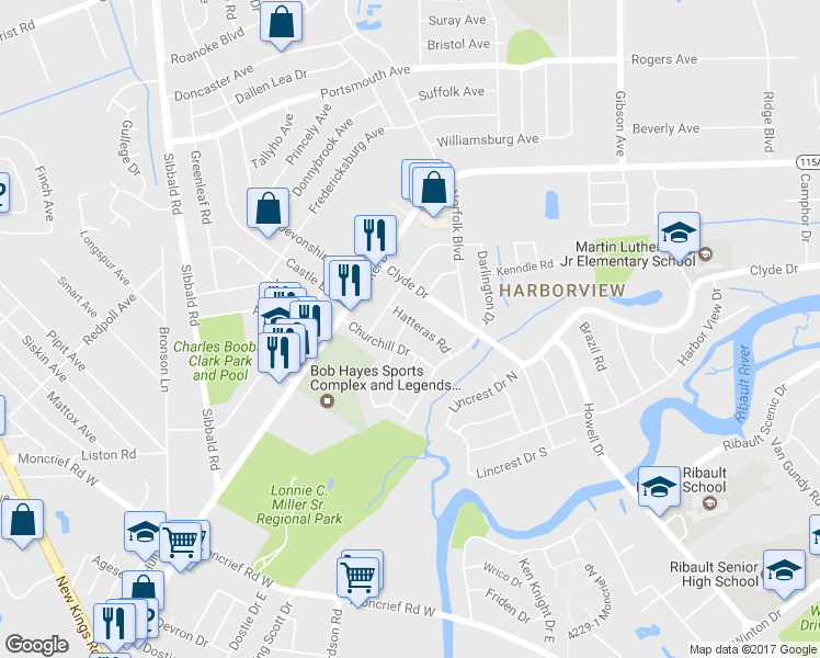 map of restaurants, bars, coffee shops, grocery stores, and more near 8727 Samona Drive West in Jacksonville